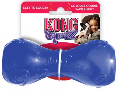 Kong игрушка для собак Сквиз Гантеля 10 см малая резиновая с пищалкой - 5