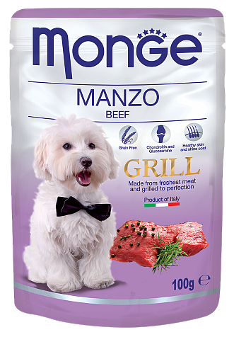 Monge Dog Grill Pouch Влажный корм с кусочками свежайшего мяса говядины - 5