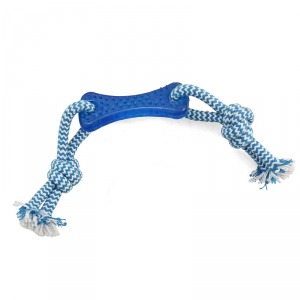 TRIOL TPR14 Игрушка для собак из термопластичной резины ”Кость с верёвкой”