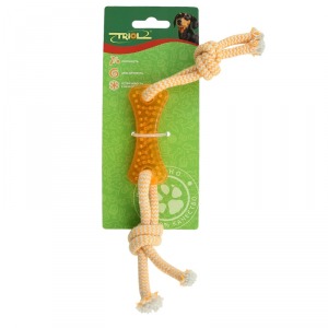 TRIOL TPR14 Игрушка для собак из термопластичной резины ”Кость с верёвкой” - уменьшенная 1
