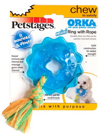 Petstages игрушка для собак Mini ”ОРКА кольцо с канатом” диаметр 8 см маленькая - 5