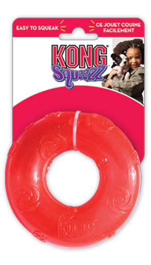 Kong игрушка для собак Сквиз Кольцо d 16 см большое резиновое с пищалкой - 5