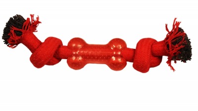Игрушка для собак ”Веревка-канат, 2 узла и кость” - 5