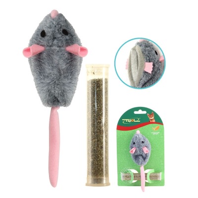 Triol игрушка для кошек ”Плюшевая мышь”, кошачья мята в тубе - 6