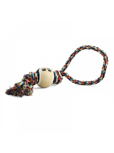 Triol 0141XJ Игрушка для собак, верёвка с петлей, 2 узла и мяч - 5