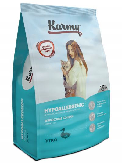 Karmy Корм сухой для взрослых кошек старше 1 года, склонных к пищевой аллергии с Уткой - 5