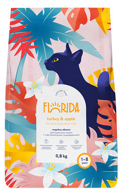 FLORIDA Сухой корм для взрослых кошек с чувствительным пищеварением Индейка и яблоко - 5