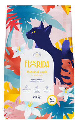 FLORIDA сухой корм для взрослых кошек Курица и яблоко - 5