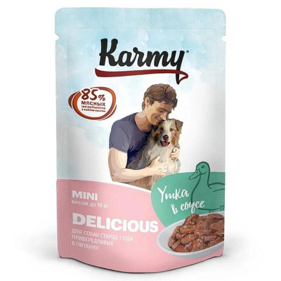Karmy Влажный корм для собак мелких и миниатюрных пород в возрасте старше 1 года, привередливых в питании с уткой в соусе - 5