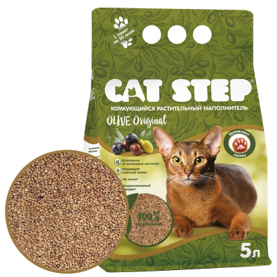 Наполнитель комкующийся растительный CAT STEP Olive Original - 5