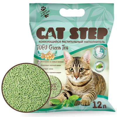 Наполнитель комкующийся растительный CAT STEP Tofu Green Tea - 5