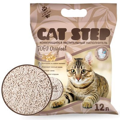 Наполнитель комкующийся растительный CAT STEP Tofu Original - 5