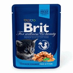 Brit Влажный корм для котят Кусочки с курочкой