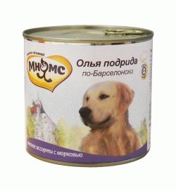 Консервы для собак Олья Подрида по-Барселонски (мясное ассорти с морковью) 600гр