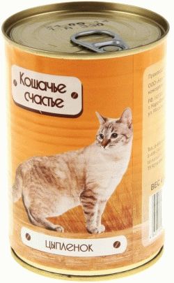 Кошачье счастье консервы для кошек  Цыпленок 410гр