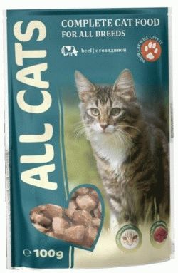 ALL CATS пауч для кошек  в соусе Говядина 100 гр