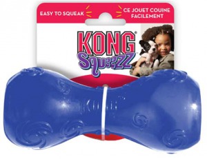 Kong игрушка для собак Сквиз Гантеля 10 см малая резиновая с пищалкой