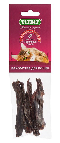 ТитБит Филе говяжье (соломка) для кошек - мягкая упаковка