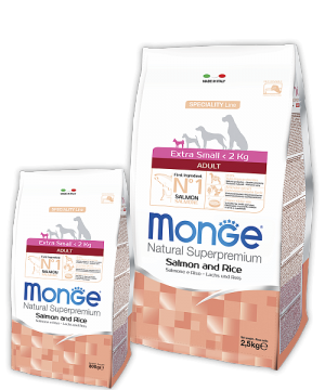 Monge Speciality EXTRA SMALL ADULT SALMONE Корм с лососем и рисом для взрослых собак миниатюрных пород