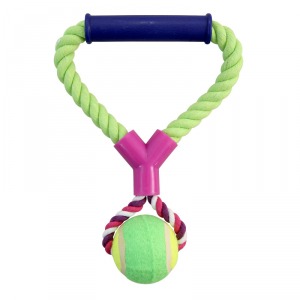 Triol 0105XJ Игрушка для собак, верёвка с ручкой, мяч - уменьшенная 1
