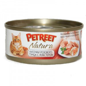 Petreet консервы для кошек кусочки розового тунца с лобстером
