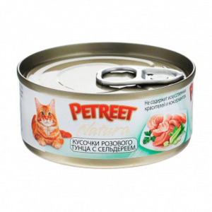 Petreet консервы для кошек кусочки розового тунца с сельдереем