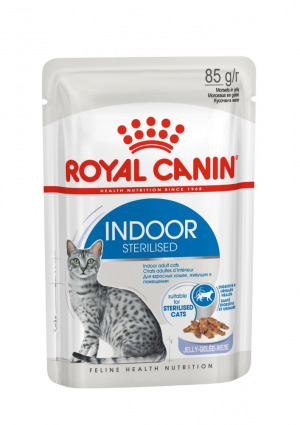 Royal Canin INDOOR STERILISED JELLY (в желе) Влажный корм для взрослых кошек (в возрасте от 1 года до 7 лет), постоянно живущих в помещении