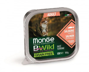 Monge Cat BWild GRAIN FREE беззерновые консервы из лосося с овощами для взрослых кошек
