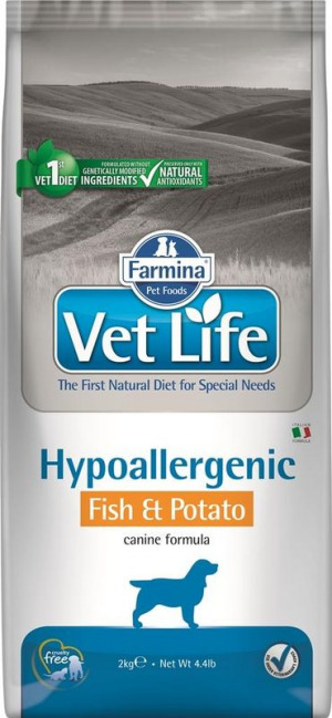 Farmina Vet Life Гипоаллергенное диетическое питание с рыбой и картофелем для собак при пищевой аллергии или пищевой непереносимости