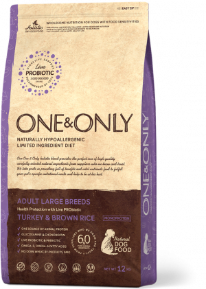 ONE&ONLY Turkey&Rice LARGE BREEDS Гипоаллергенный сухой корм для собак крупных пород, индейка и бурый рис