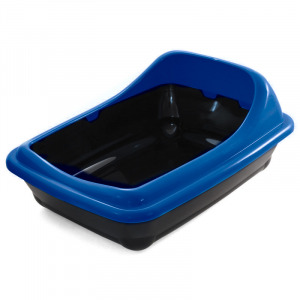 Туалет для кошек прямоугольный с ассиметричным бортом ”Волна”, синий, 455*350*200мм