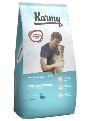 Karmy Hypoallergenic Medium & Maxi Сухой корм для собак средних и крупных пород в возрасте старше 1 года, склонных к пищевой аллергии Утка