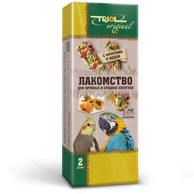 TRIOL Original Лакомство для крупных и средних попугаев с фруктами и мёдом (уп.2шт.), 55г - 4