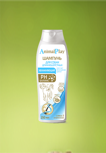 Animal Play-Увлажняющий шампунь с Omega 3 и кератином для длинношерстных собак - 5