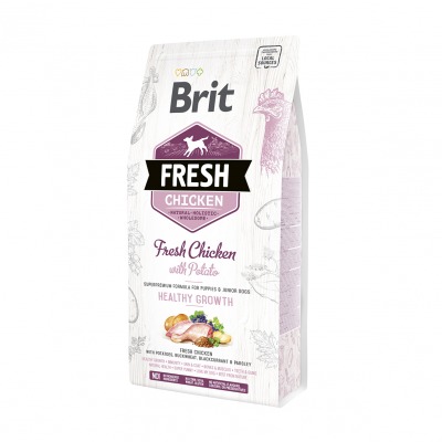 Brit Fresh сухой корм со свежей курицей и картофелем для щенков - 4