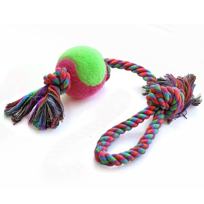Игрушка для собак ”Верёвка с петлей, 2 узла и мяч” - 5