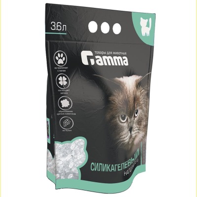 Gamma наполнитель для кошачьих туалетов Gamma, силикагелевый впитывающий - 5
