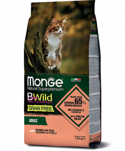 Monge Cat BWild GRAIN FREE беззерновой корм из лосося и гороха для взрослых кошек - 5