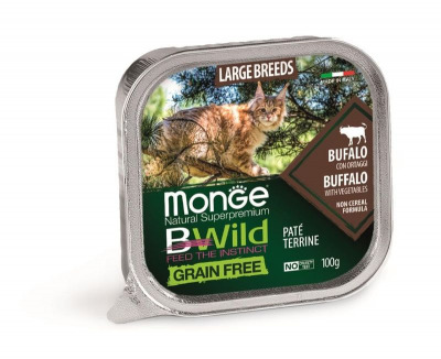 Monge Cat BWild GRAIN FREE беззерновые консервы из буйвола с овощами для кошек крупных пород - 5
