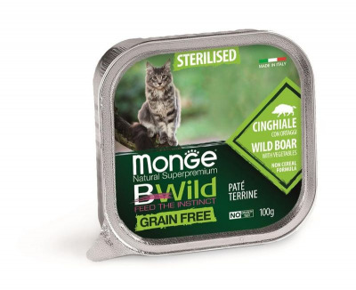Monge Cat BWild GRAIN FREE беззерновые консервы из кабана с овощами для стерилизованных кошек - 5