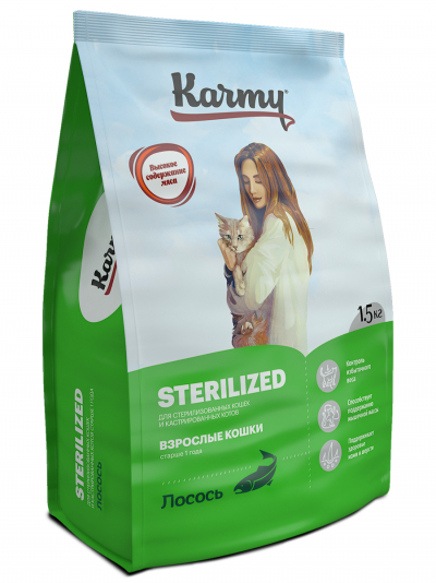 Karmy Корм сухой для стерилизованных кошек и кастрированных котов старше 1 года с Лососем - 5