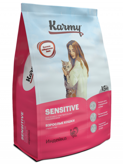 Kаrmy Корм сухой для взрослых кошек старше 1 года, с чувствительным пищеварением с Индейкой - 5