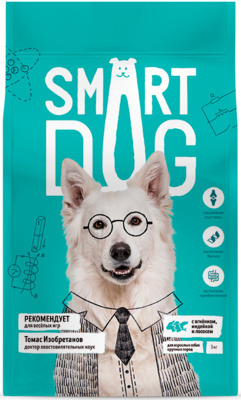 Корм Smart Dog для взрослых собак крупных пород, три вида мяса с ягнёнком, лососем, индейкой - 5