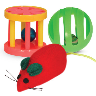 Набор игрушек XW0316 для кошек (мяч, мышь, барабан) - 6