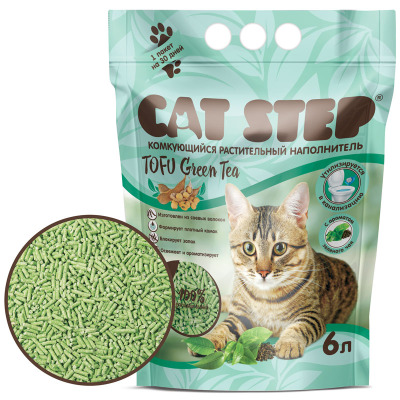 Наполнитель комкующийся растительный CAT STEP Tofu Green Tea - 5