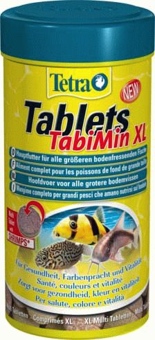 Tetra TabletsTabiMin XL корм для всех видов донных рыб в виде крупных двухцветных таблеток