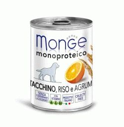 Monge Dog Monoproteico Fruits консервы для собак паштет из Индейки с рисом и цитрусовыми,