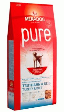 Pure Junior Корм для растущих собак с проблемами в питании/аллергиями Индейка и Рис,