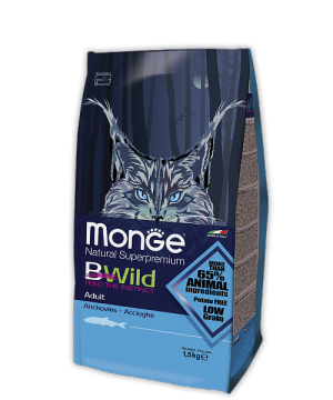 Monge Cat BWild LOW GRAIN низкозерновой корм из анчоуса для взрослых кошек
