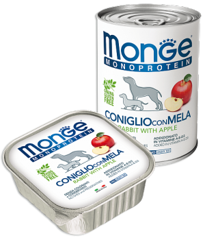 Monge Dog Monoproteico Монопротеиновые консервы Только кролик с рисом и яблоками